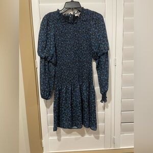 Elegant Navy Floral Women's Dress